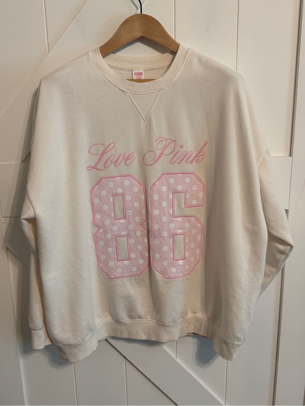 Victoria’s Secret PINK XXL Love Pink 86 Varsity Oversized Crewneck Sweatshirt
